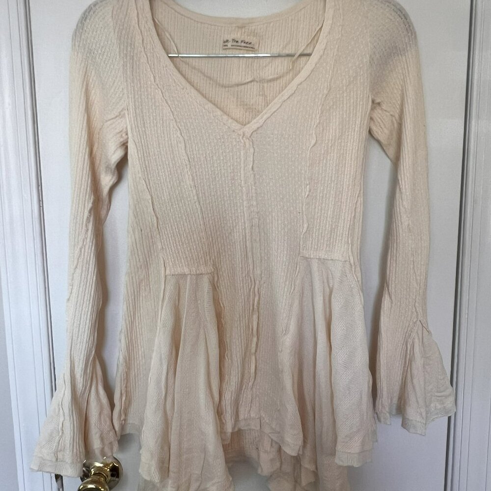 We the Free mini dress boho chic flare sleeves in cream - Size S
